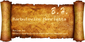 Barbulovics Henrietta névjegykártya